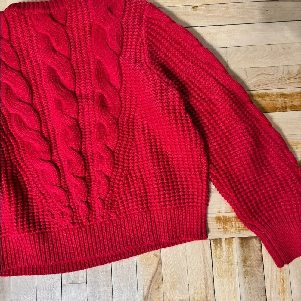 Banana Republic Cherry Red Cable Knit Sweater